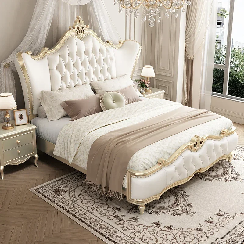 

Bedroom Furniture 150 X 200 Queen Headboard Double Bed Frame Wood Luxury Twin King Size Bed European Wooden Cama De Casal Camas