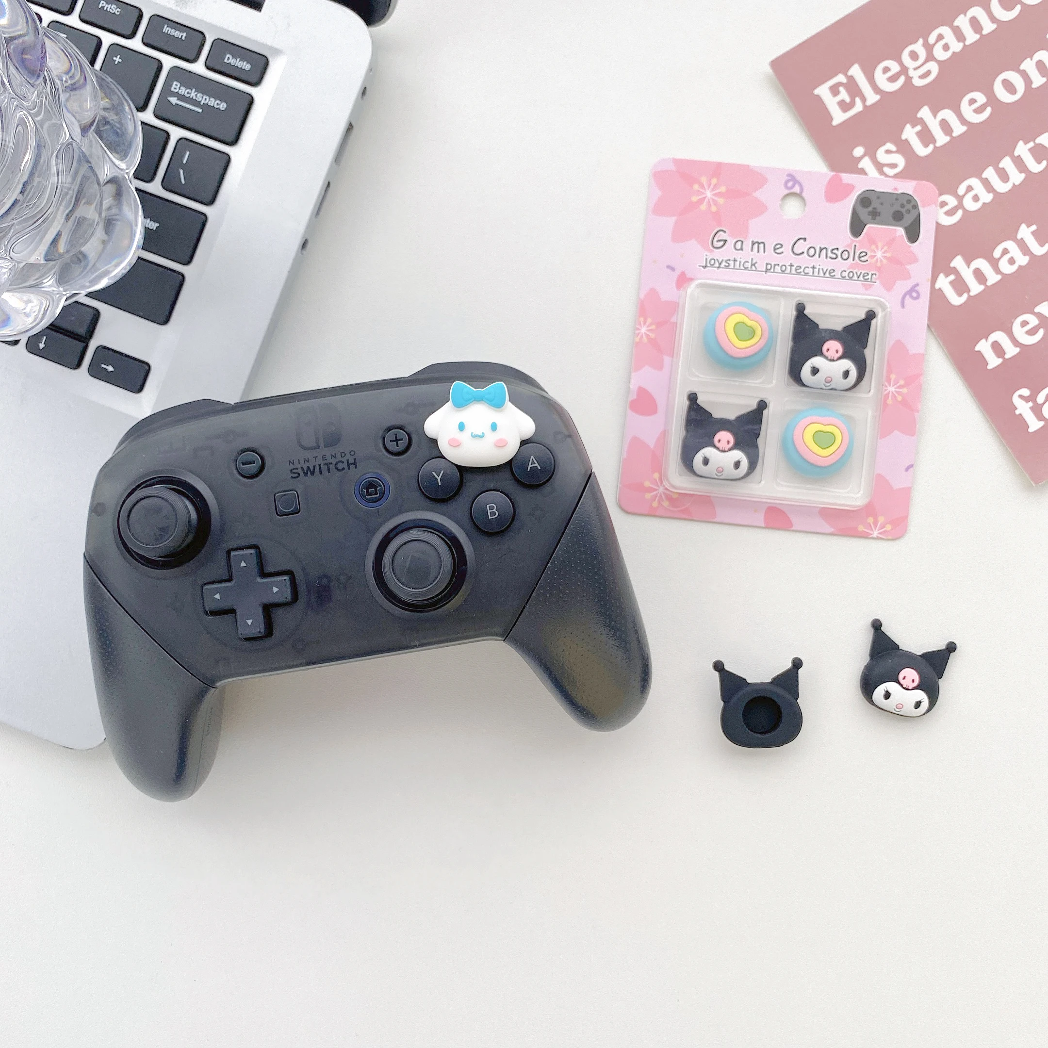 4Pcs Thumb Stick Grip Cap For Sony Playstation 5 4 PS5 PS4 PS3 XBOX Switch Pro Controller Joystick Cover Sanrio Kuromi Kitty