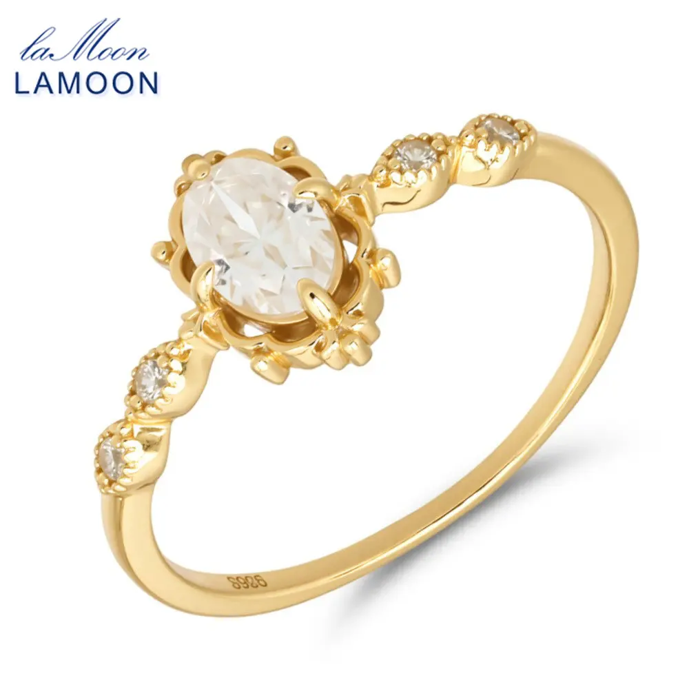 LAMOO Vintage-Mode-Moissanit-Ring für Damen, Hofstil, 925er Sterlingsilber, kubischer Zirkon, vergoldet, edler Schmuck, Geschenk