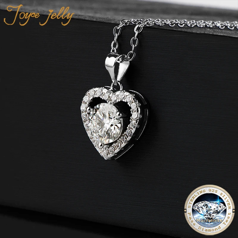 JoyceJelly 17 Color 1CT Moissanite Necklace 100% 925 Sterling Silver Heart Shape Pendant Wedding Fine Jewelry Wholesale Price