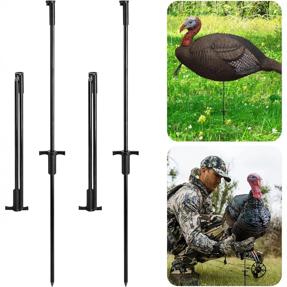 Turkey Decoy Hunting Stake Portable Foldable Turkey Mounting Stake Outdoor Bait Pole for Courtyard Garden Hammocks Stands