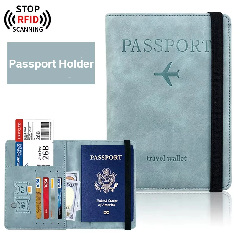 RFID Blocking Passport Holder with Inner Credit ID Card Slot Pocket Travel Wallet Business Passport Cover Case Sleeve Protector