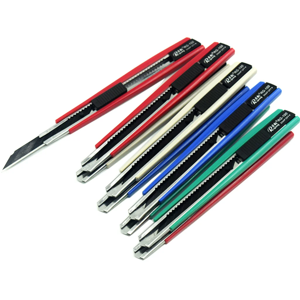 

RG 100 долговечный фотомагнитный металлический острый нож 9 мм, бумажный офисный нож, резак «сделай сам», канцелярские принадлежности, школьные принадлежности