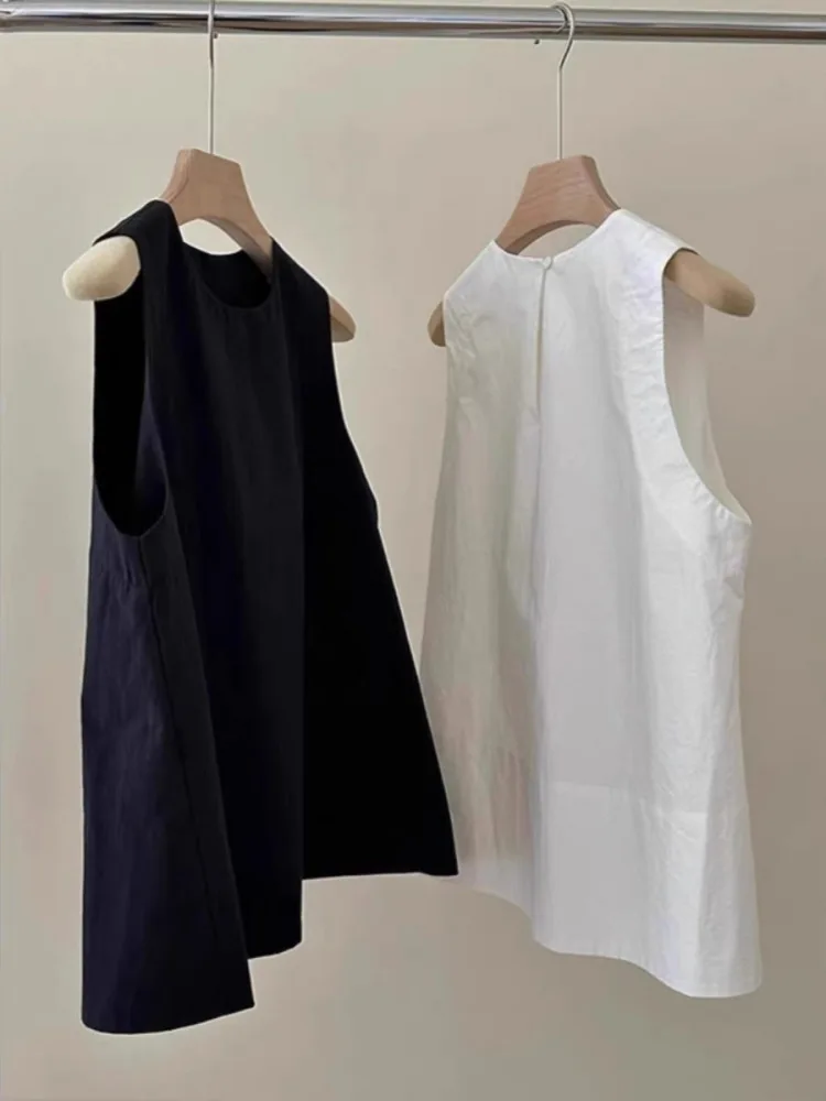 

Белый круглый жилет Ne, женский свободный крой, топ без рукавов, весна-лето, дизайн Sense Faionable, утягивающий костюм, корейская версия