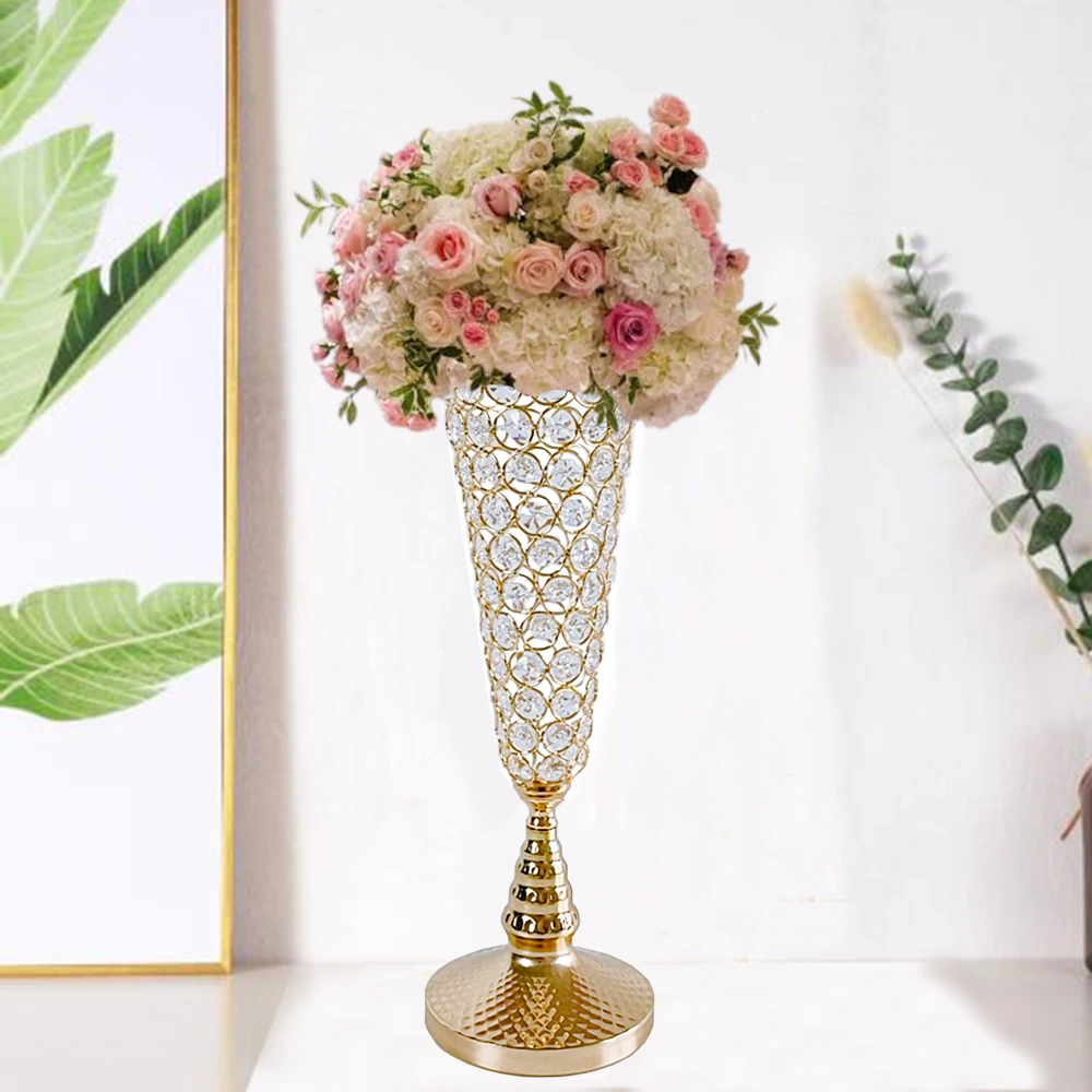 1Pcs Wedding Centerpiece Table Decorations-Silver Vase for Centerpieces with Chandelier