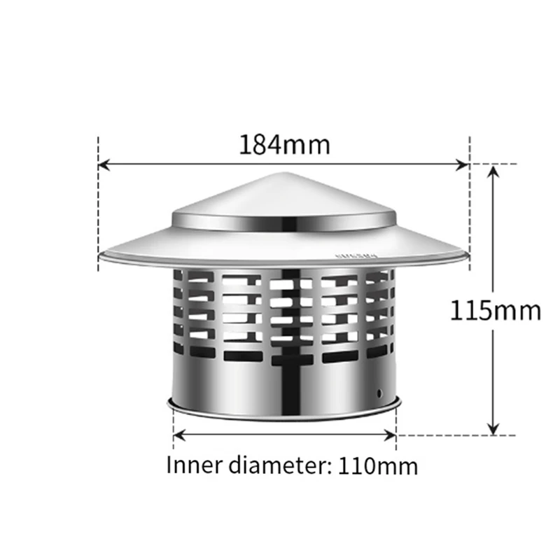 Round Chimney Cap Stainless Steel Tapered Top Chimney Cap With Screen Outside Roof Fireplace Screen Cover