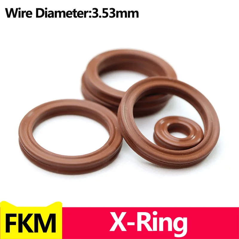 FKM X-Ring,Four Lip Seal Ring,Fluoro Rubber,for Hydraulic Cylinders,Pistons,Piston rods.Inner Diameter4.34-456.06mm WD3.53mm