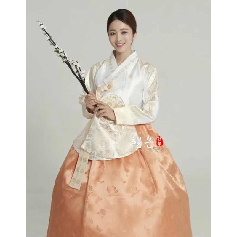 Womens Korean Hanbok Embroidery Dress Costume Ethnic Dance Traditional Long Sleeve Cosplay Tailored