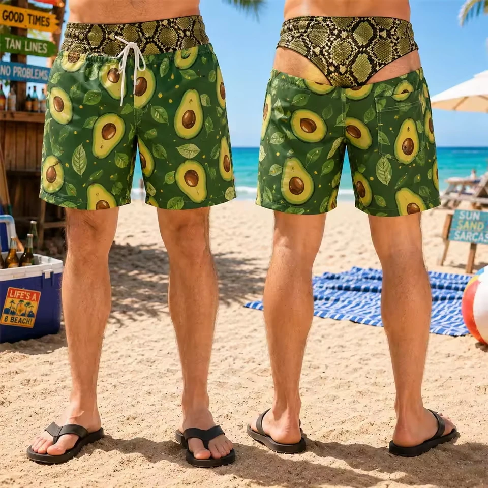 Newest Funny Fake Buttocks Swim Trunks For Men Pineapple Personality Summer Beach Party Board Shorts Boyfriend Husband Fun Gift