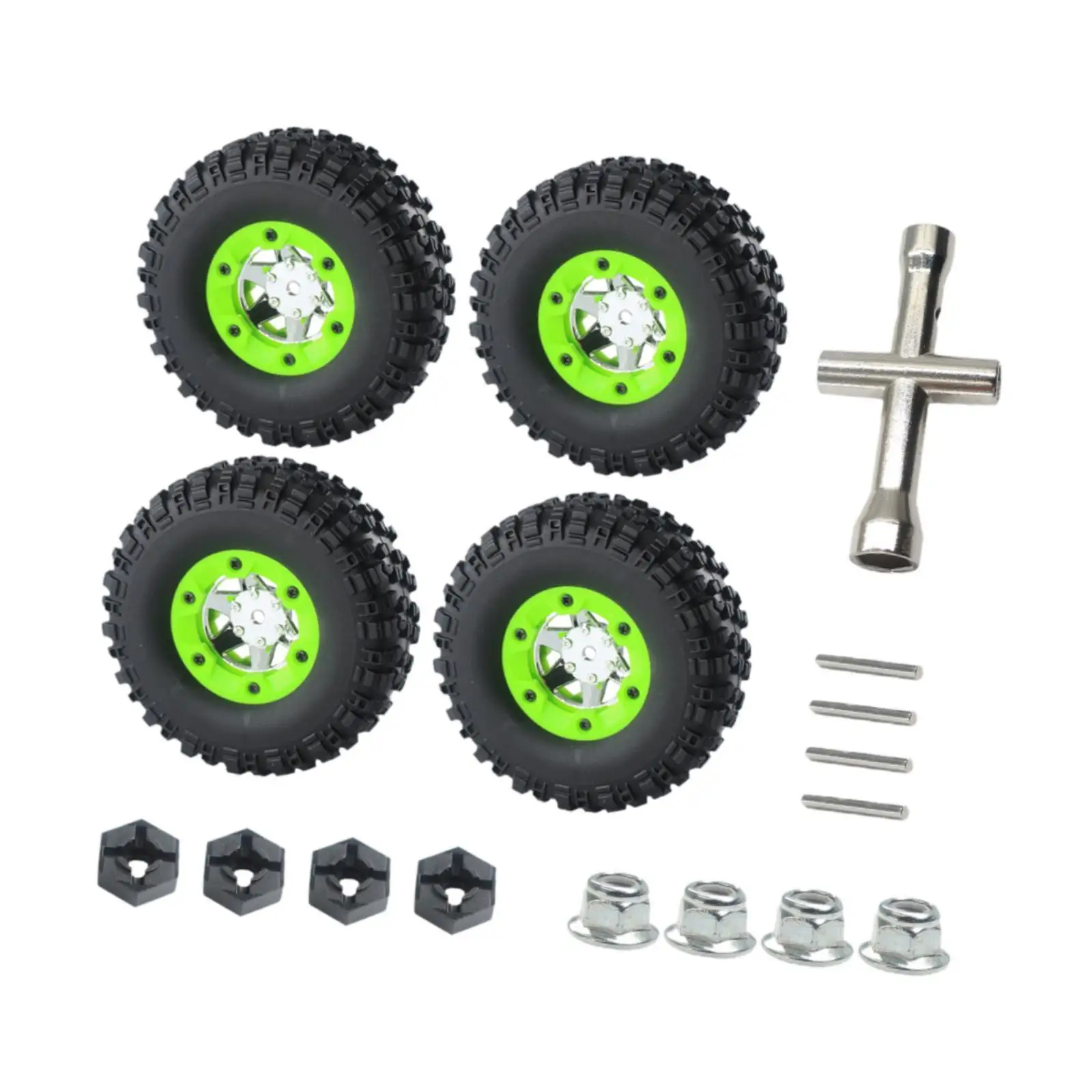 4 Pieces RC Tire Wheels Soft Tire Wheels RC Wheels and Tires Set Tyres Set for 12427 12423 for RC 1: 12 Scale Model Trucks