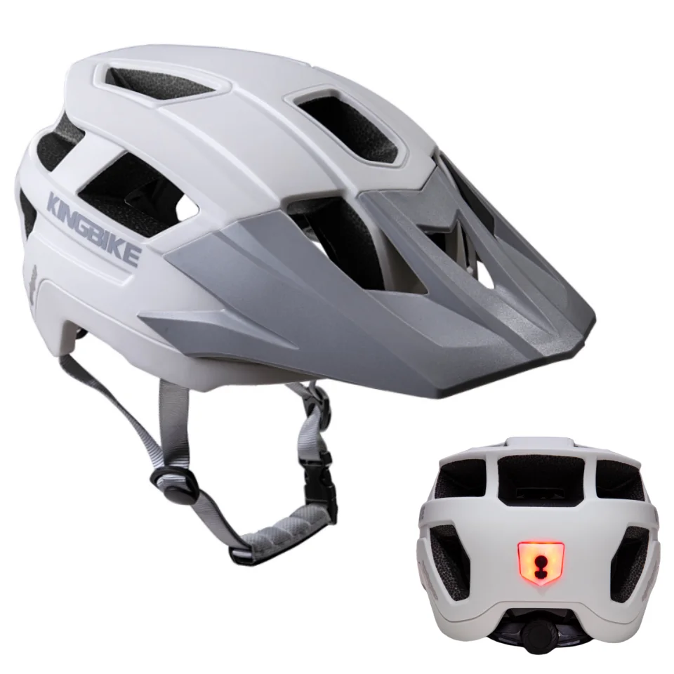 

KINGBIKE Bike Helmet with USB Rechargeable Rear Light Detachable Removable Sun Visor Mountain Road Bicycle Helmets for Men Women
