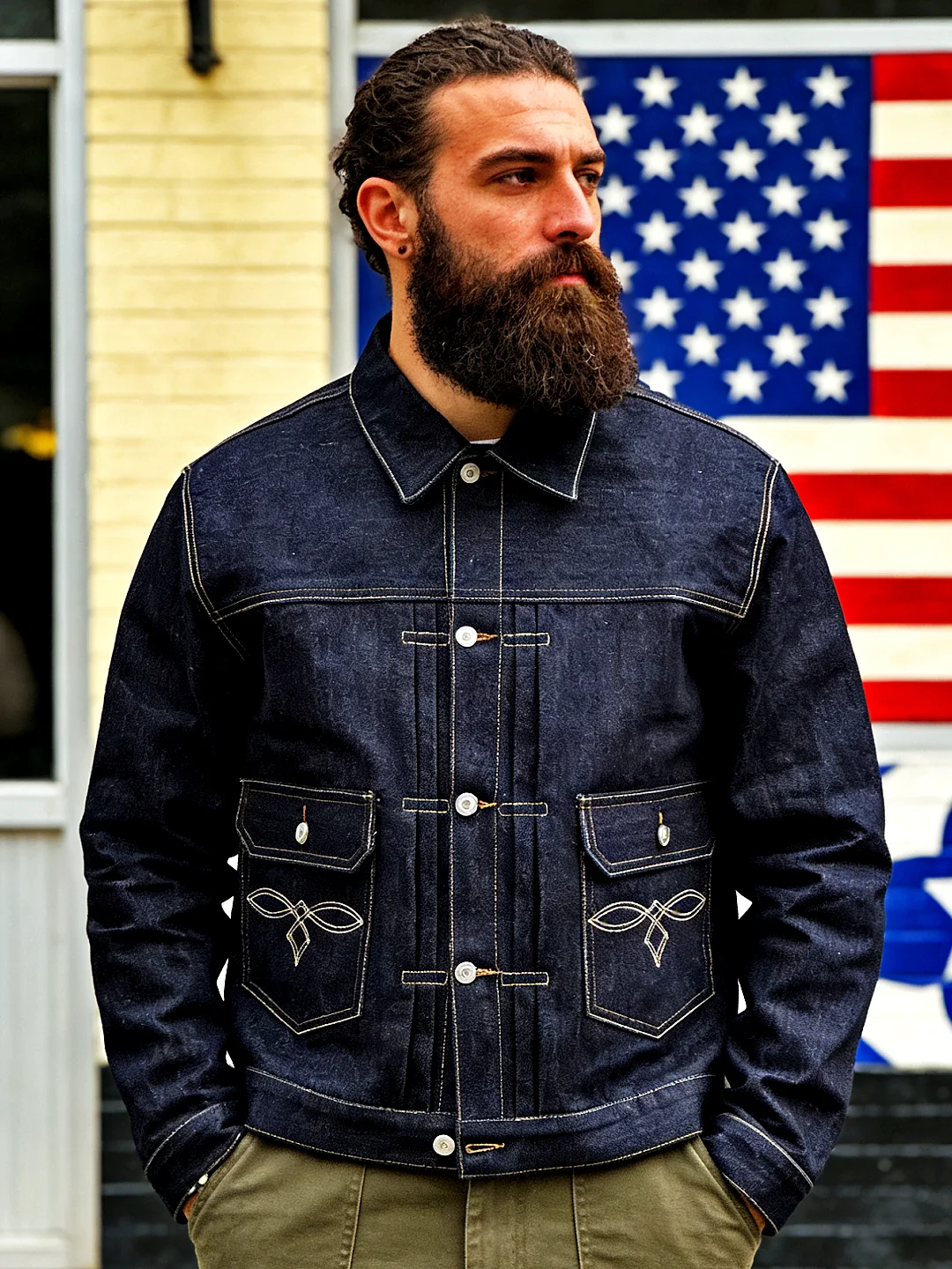 Vintage Short Style Men's Denim Jacket Original Unwashed Cotton 100% Resistant to Deformation Daily Wear Japanese Retro Design