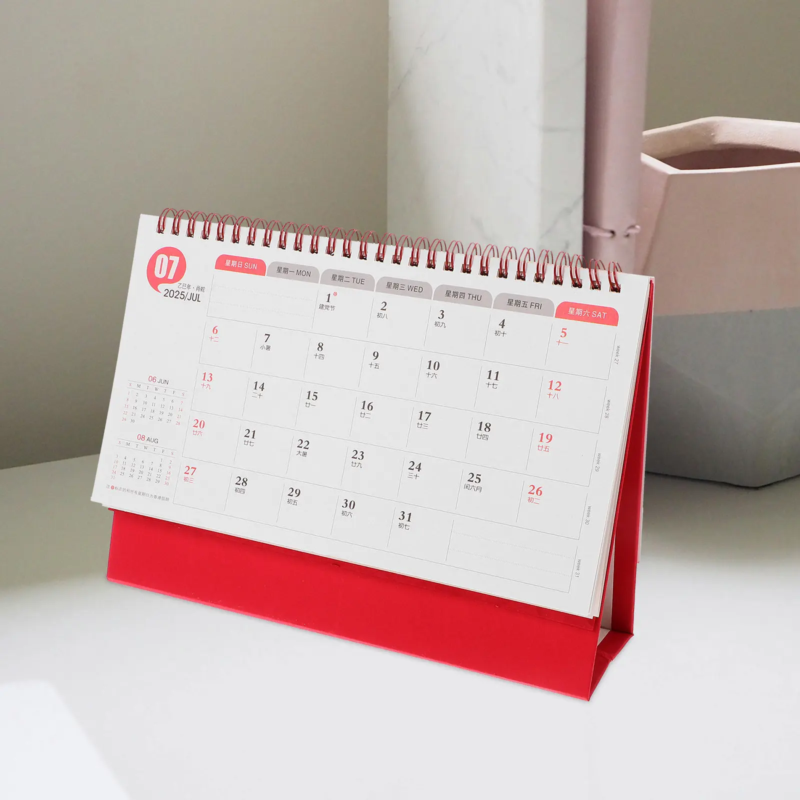 

Tin Foil Cutout Chinese Desk Calendar 2025 Year of The Snake Standing Flip Calendar Spiral Bound for Office Home Academic Daily