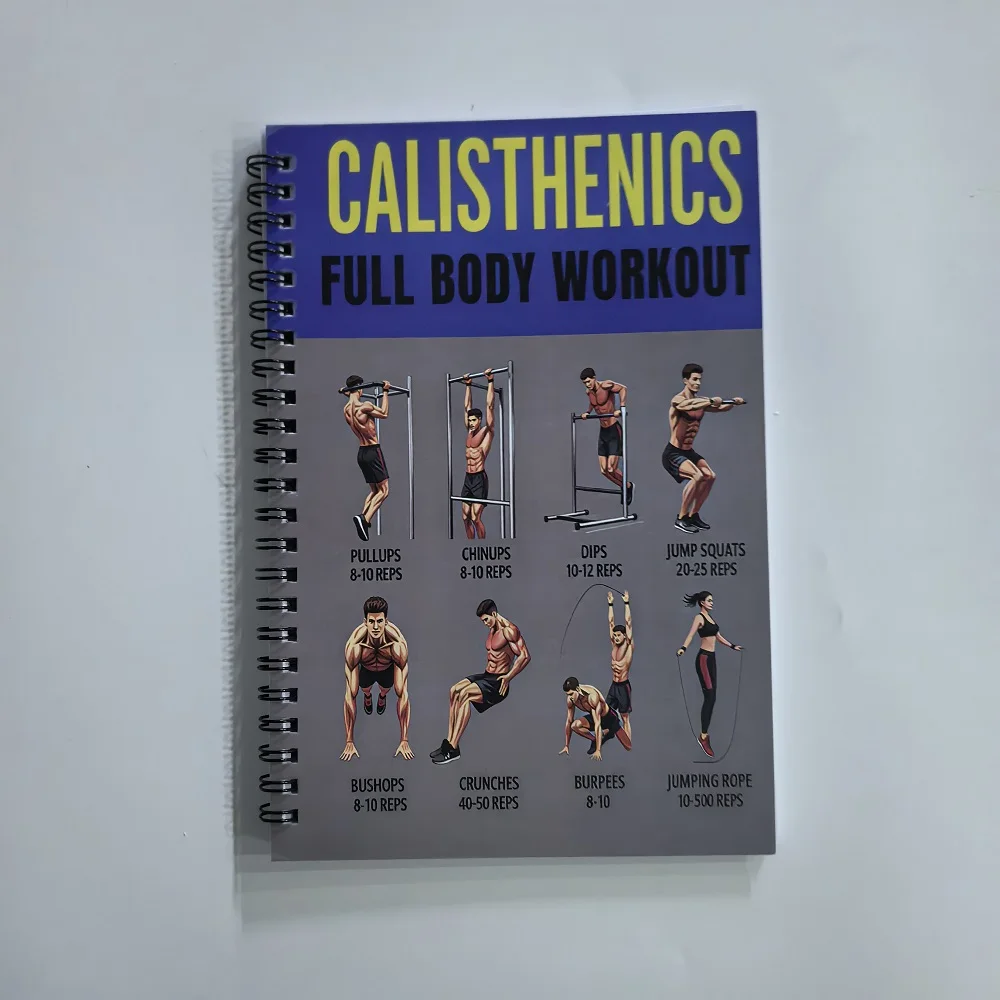 Calisthenics Full Body Workout Beginner's Bodyweight Training Exercise Learing Guide Book Daily Workout Log Card