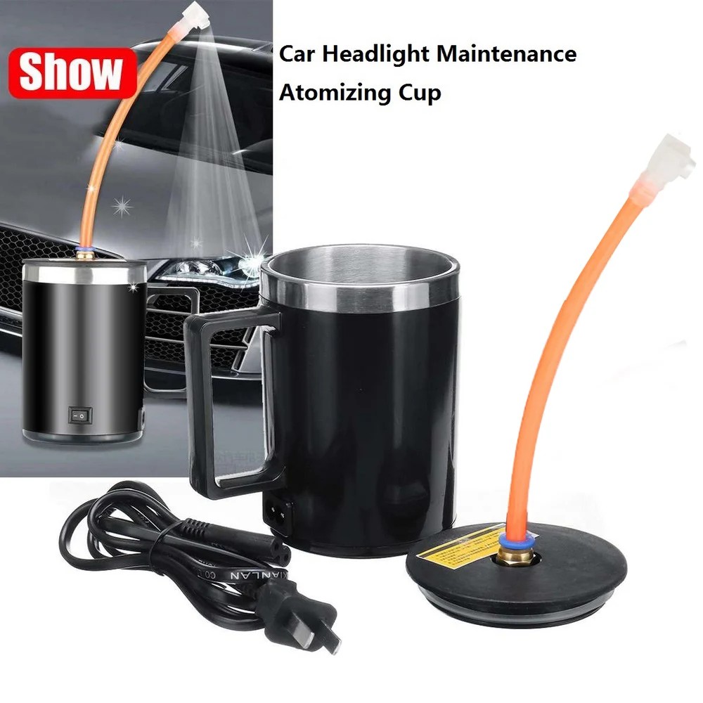 Car Headlight Atomization Cup Lens Repair Electri Heating Polishing Restoration Fumigation Cleaner Cup with Leak Proof Nozzle