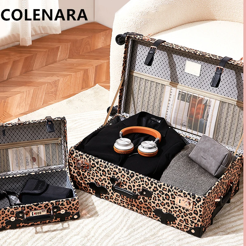 COLENARA Luggage Travel Set Large Capacity Trolley Case 20 inch PU Leather Boarding Case 22