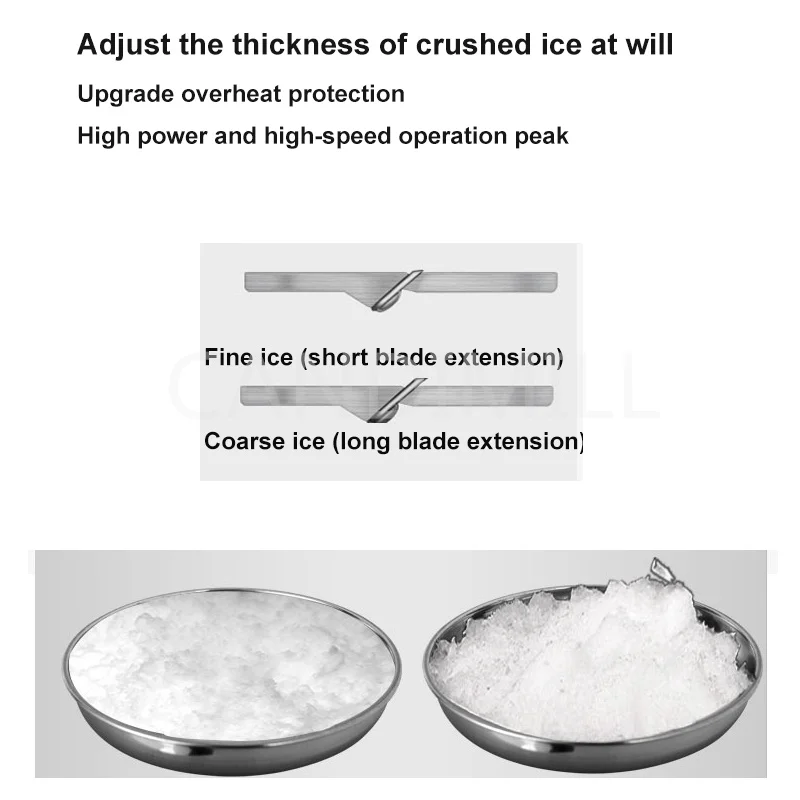 Toko Teh Susu Mixer Pencukuran Es Rumah Tangga Penghancur Es Pencukuran Salju Komersial Daya Tinggi Pisau Ganda Penghancur Es 300W