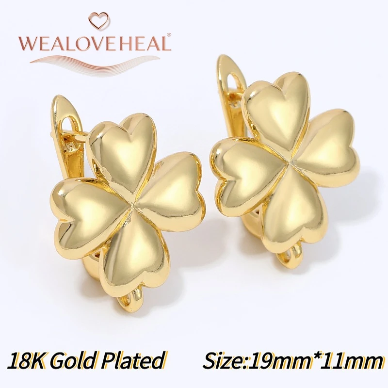 schmuckherstellung zubehör, 18K Vergoldete Messing-Ohrringhaken mit 4 Herzen und Blumen, Glücksbringende Herzförmige Ohrhaken für DIY Schmuckherstellung – Detail 21