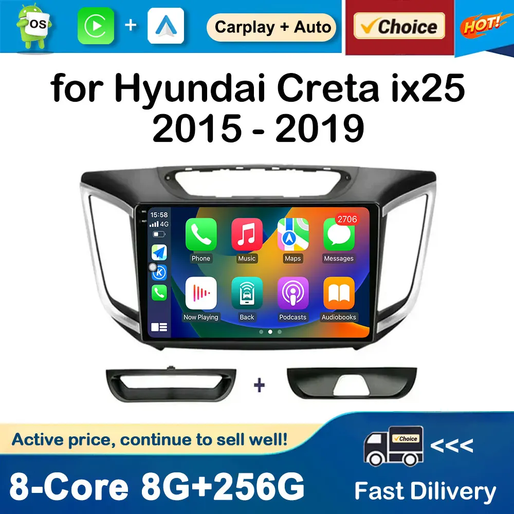 

10 inch GPS Navigation for Hyundai Creta ix25 2015 - 2019 Android OS Car Radio Multimedia Player Auto Accessories BT DSP Stereo