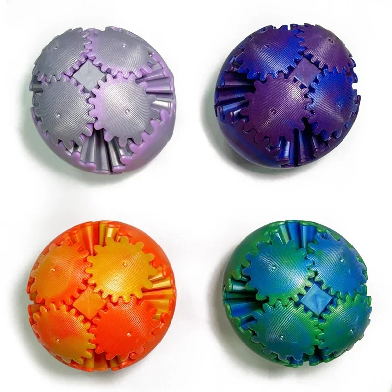 3D Printed Gear Ball Fidget Toy Spin Ball & Cube Stress Relief Portable Desk Toy Anti-Anxiety Relaxing Sensory Fidget Plaything