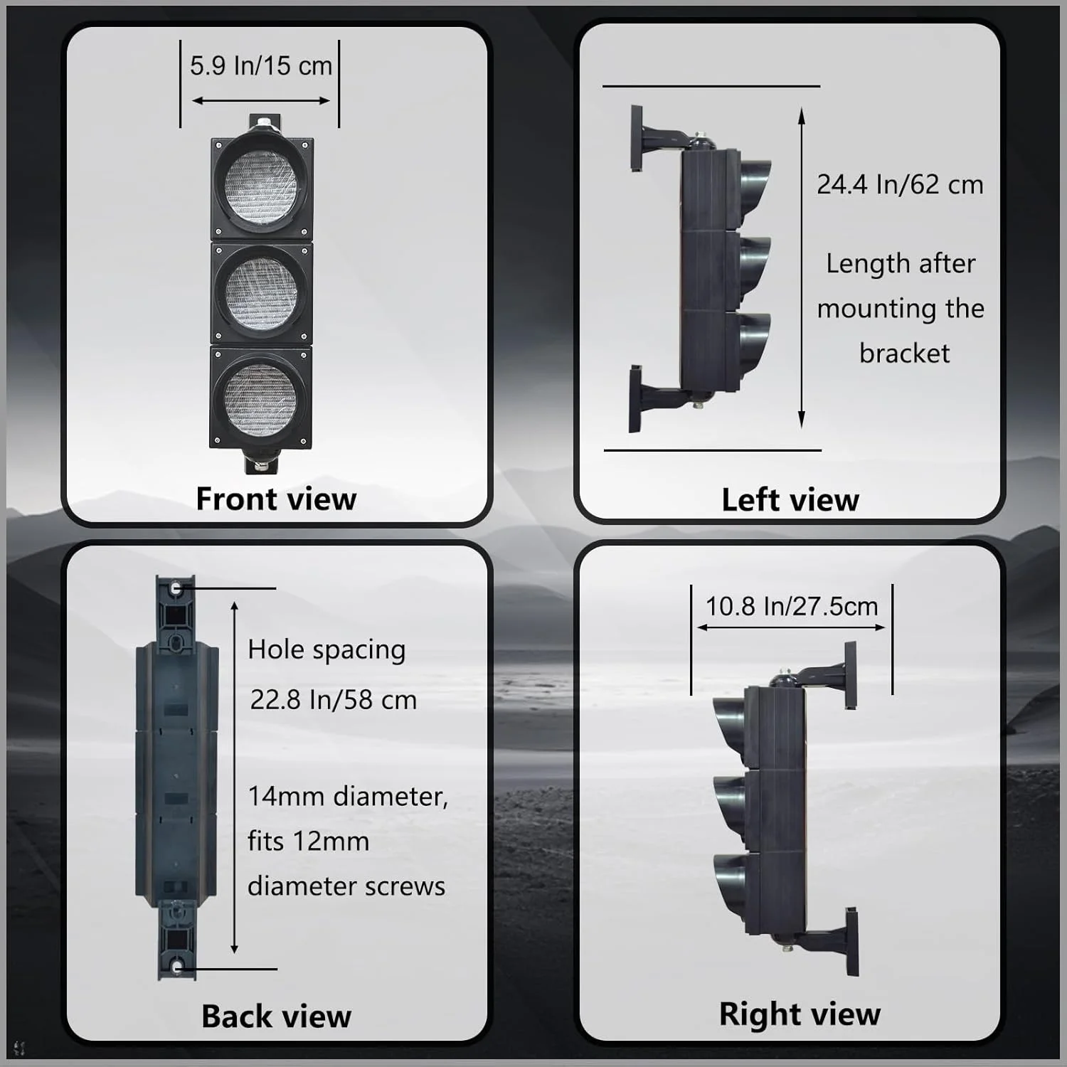 신호등 [100mm/4인치 신호등 키트] AC85-265V |   정지/출발 신호등 |   PC IP65 방수 |   리모컨 배터리 없음