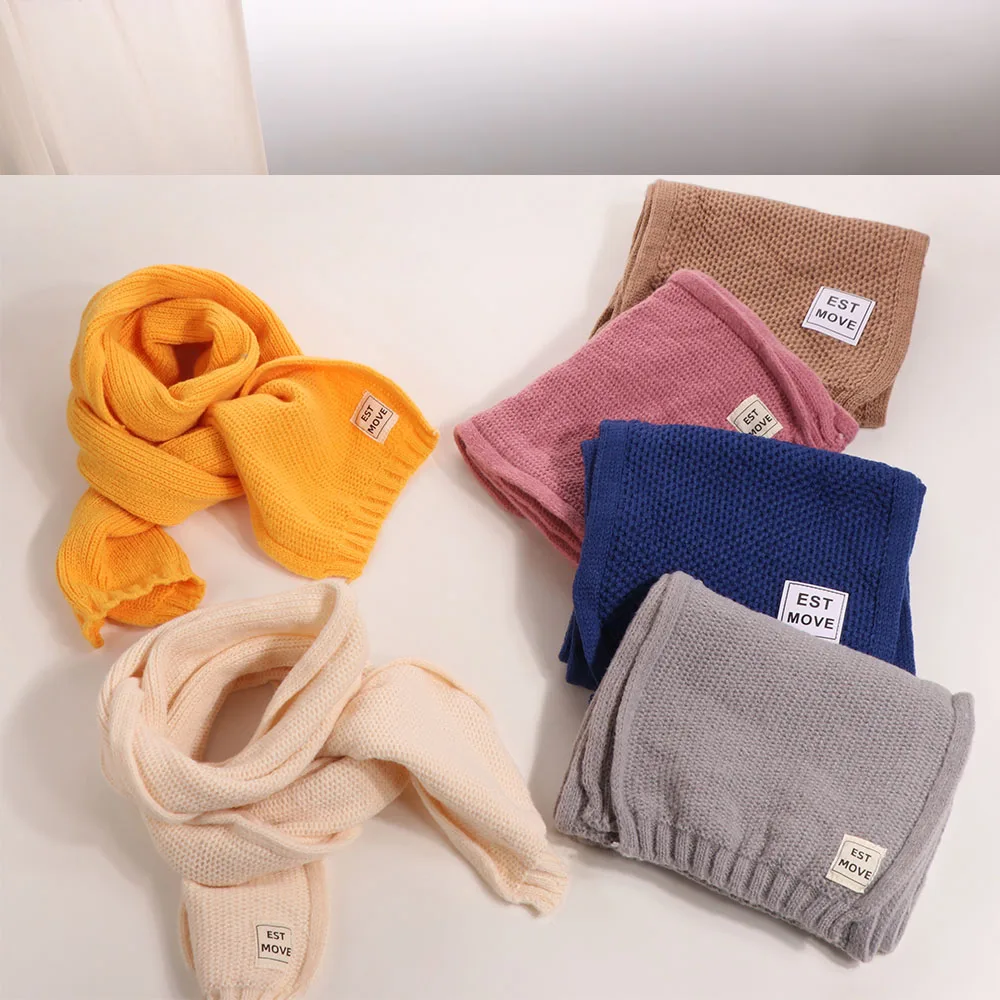 

Простой шарф в корейском стиле для мальчиков и девочек, повседневный осенне-зимний детский вязаный шарф, теплый ветрозащитный шерстяной вязаный шарф для детей