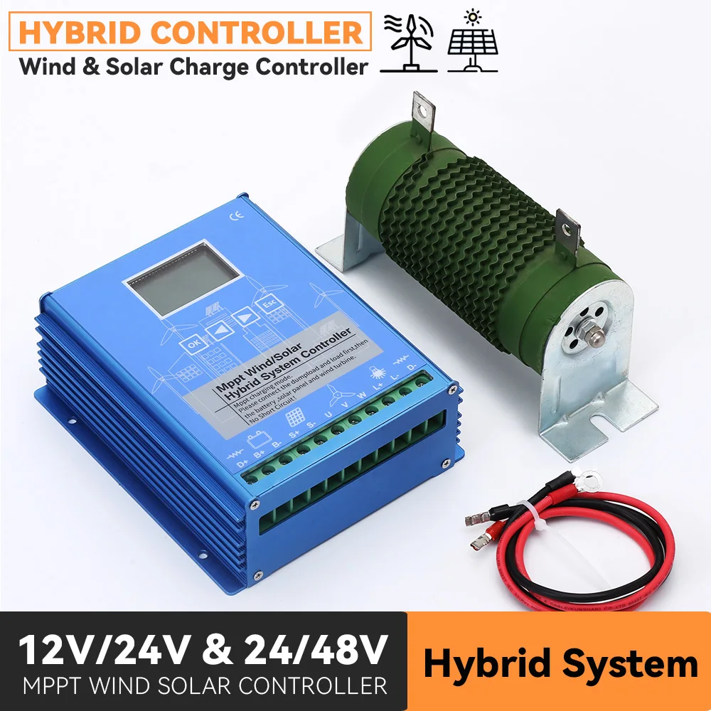 MPPT Charge Controller Solar & Wind Hybrid System 3000W 6000W 12v 24v 48v Auto Regulator Home Use Solar panel Windmill Generator