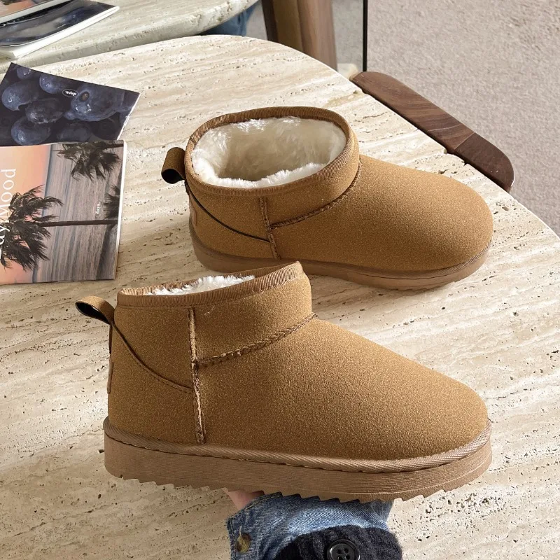 Winter Women Short Plush Warm Snow Boots Casual Shoes 2024New Suede Fur Chelsea Ankle Boots Flats Platform Ladies Shoes Botas