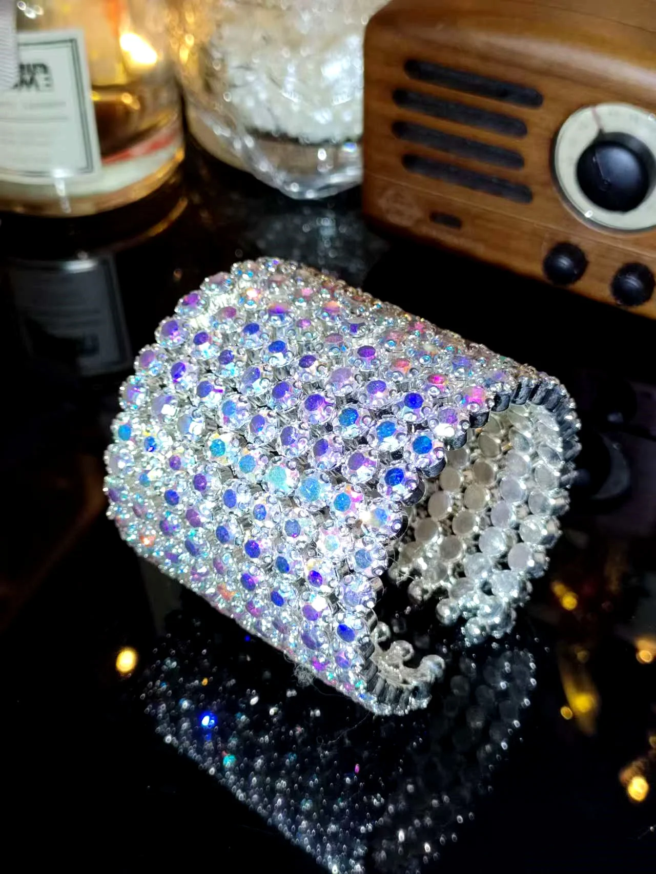 Sparkle Multicolor Rhinestone Stackable Stretch Bracelets for Women  Bridal Sparkly Wedding Strand Tennis Bracelet Set