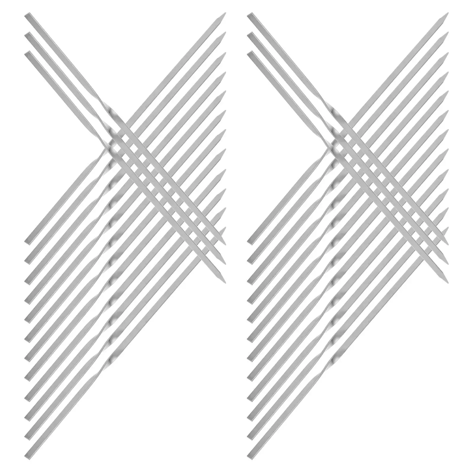 

30pcs Stainless Skewers 25cm Grilling Tools Grilling Skewer Flat Design Bbq Skewers Reusable Piercing Needle Set