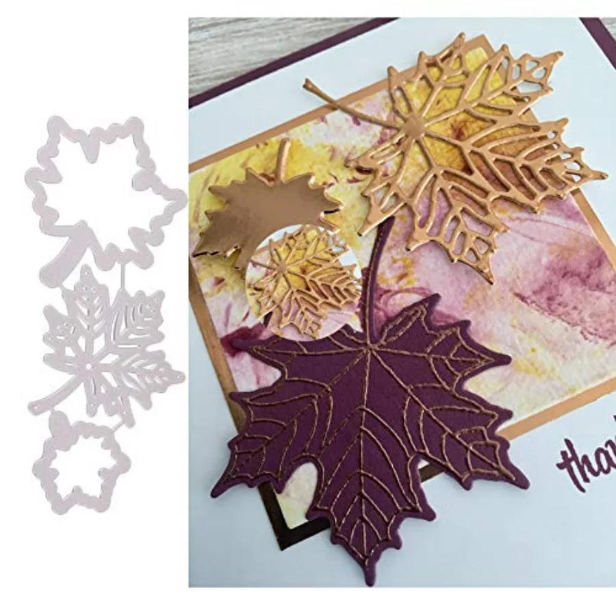 

3Pcs Set Maple Leaf Metal Cutting Dies and Stencils for DIY Scrapbooking Album Decorative Embossing Pen Paper Dies for Card Mak