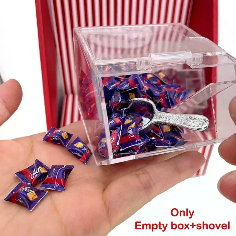 1Set Dollhouse Miniature Transparent Snack Storage Box W/Shovel Dustproof Box Waterproof Display Box Furniture Model Decor Toy