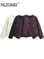 Nlzgmsj Otoño Invierno mujer sólido de un solo pecho chaqueta con cuello redondo moda abrigo de manga larga Chaqueta corta informal de calle