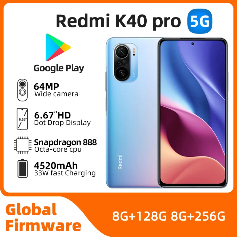 Xiaomi-Redmi K40 Pro Android 5G Unlocked Smartphone, 6.67 ", 12GB RAM, 256GB ROM, Todas as cores, Bom estado, Original, Usado