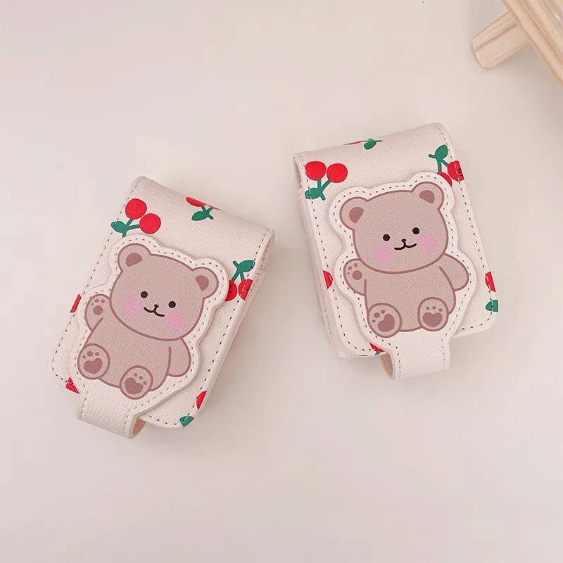 Saco de maquiagem portátil de viagem para mulheres Saco de batom Little Teddy Bear Mini Bag Espelho Saco de armazenamento Capa protetora