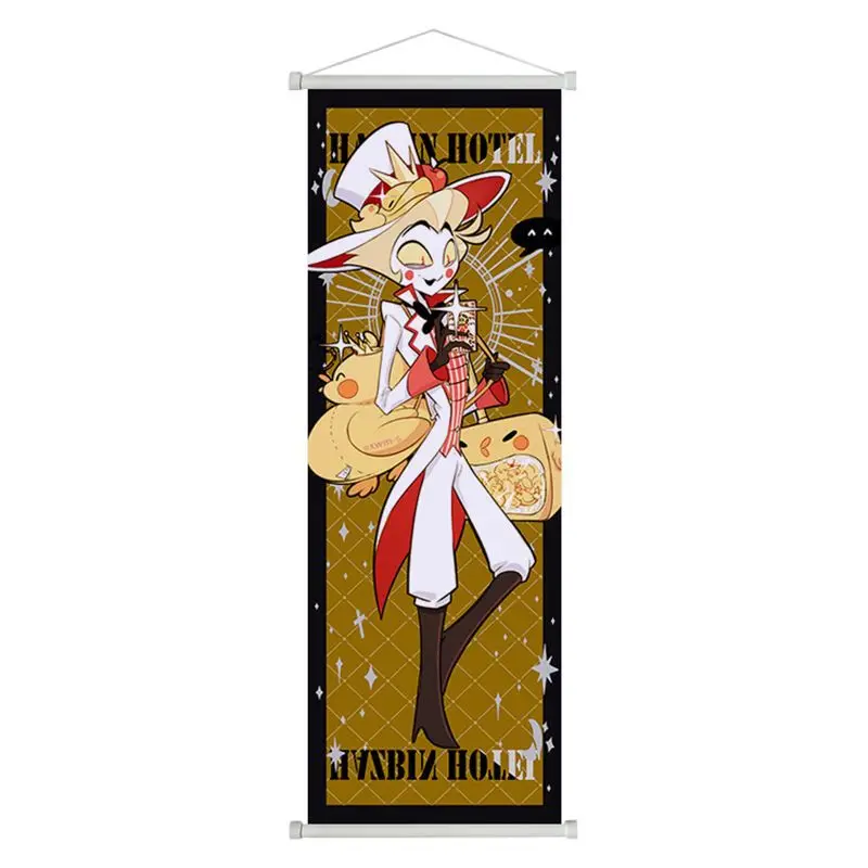 Póster de Alastor de Hazbin Hotel, Figura de Anime, Pergamino Largo, Pintura Colgante, Decoración de Pared con Dibujos Animados de Lucifer, Adornos Colgantes para Habitación