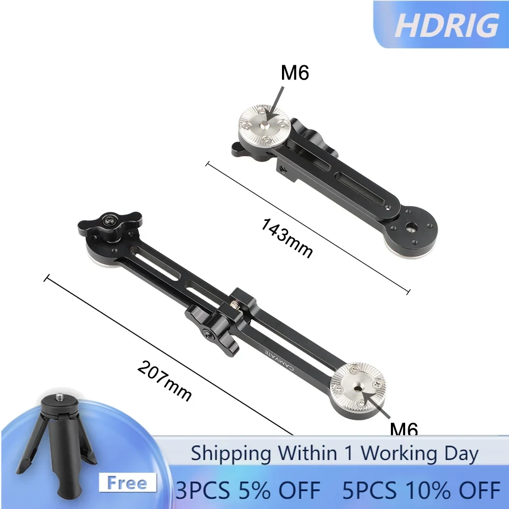 

HDRIG Adjustable Extension Arm With M6 ARRI standard Rosette Mount for Rosette Handles / Cages / Shoulder Rig Kit