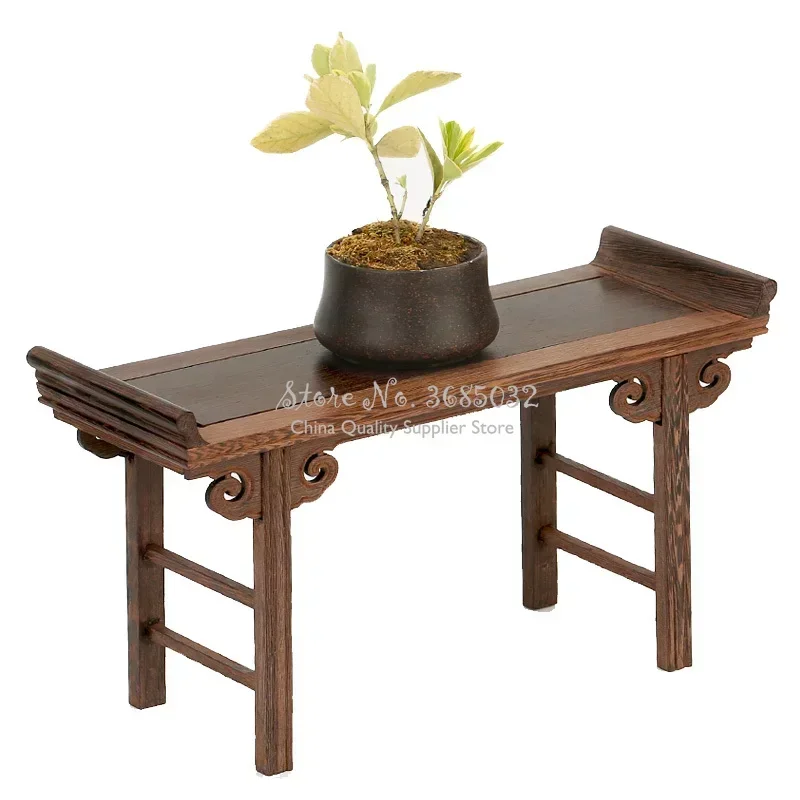 

Chinese Low Tea Table, Redwood Wooden Carving Decoration Base, Small Display Rack for Tea Coffee, Artistic Display Shelf