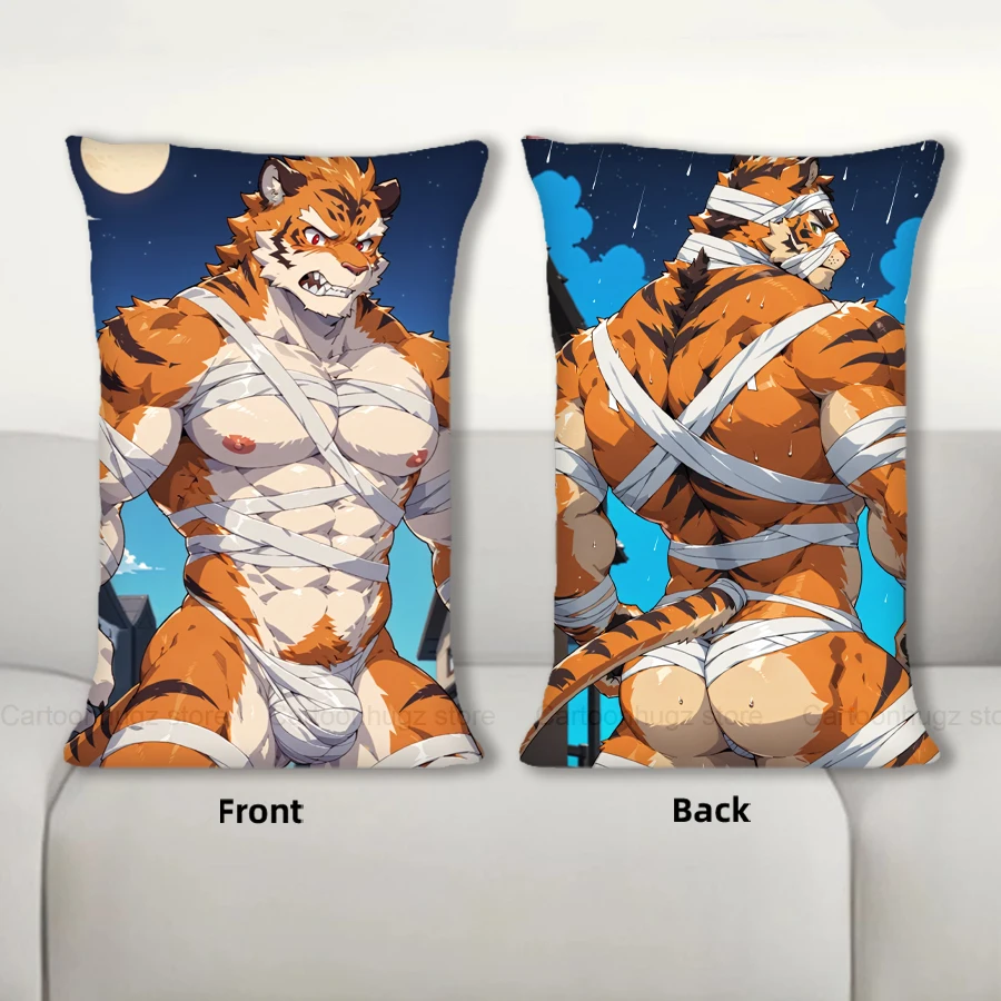

Dakimakura Anime Tiger Pillow Cover Sofa Cushion Double-side Print Throw Pillow Case 40X60cm