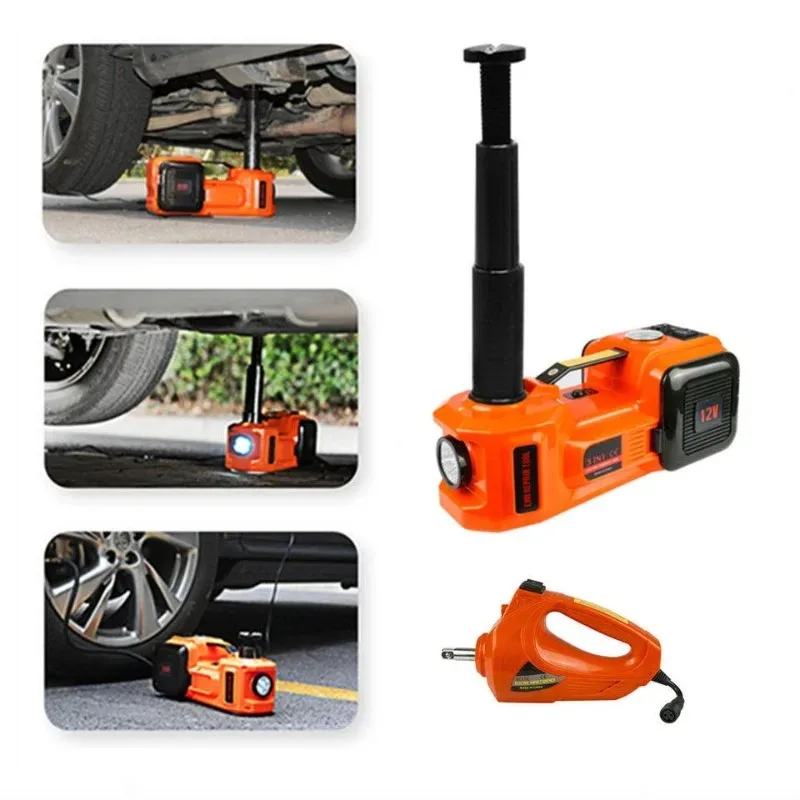 5T 12V Electric Hydraulic Car Jack With LED Light Air Pump Impact Wrench For SUV Truck Tire Tool