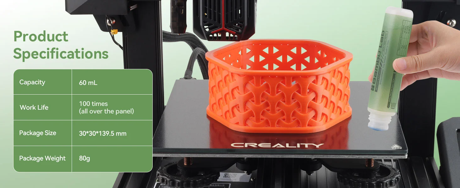 3D-Drucker-Klebstoff, Starker Halt Reduziert Verziehungen für Bambu Lab A1 X1 P1 Serie H2D H2S PLA/ABS/PETG/PC/PA/TPU Filament 60ML – Detail 6