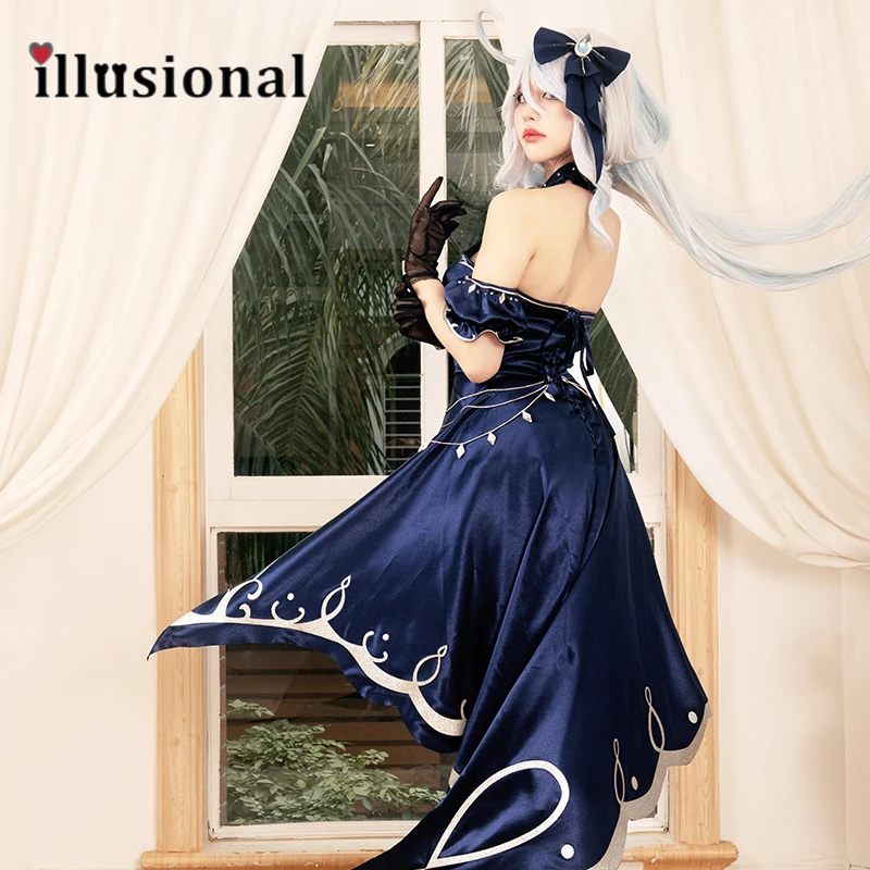 illusional Genshin Impact Furina Cosplay Costume Anime Fontaine  Furina  Dress Female Halloween Costumes Can Costume Made