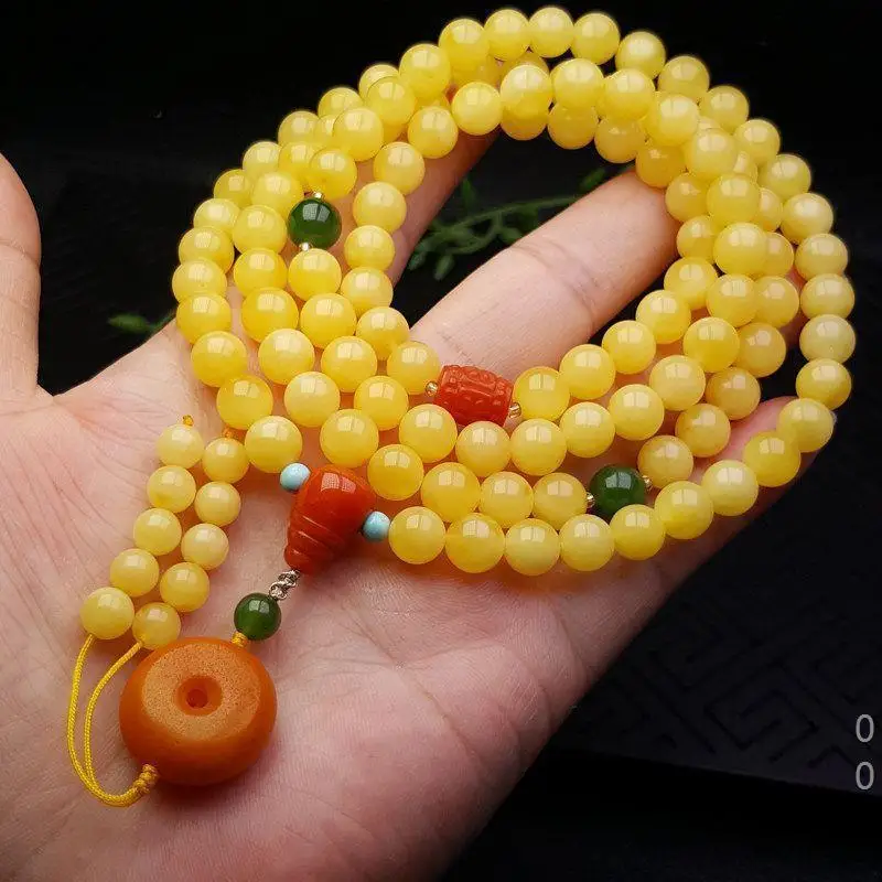 Optimized , 108-bead Buddhist necklace, multi-loop bracelet, hand , sweater chain, Russian amber