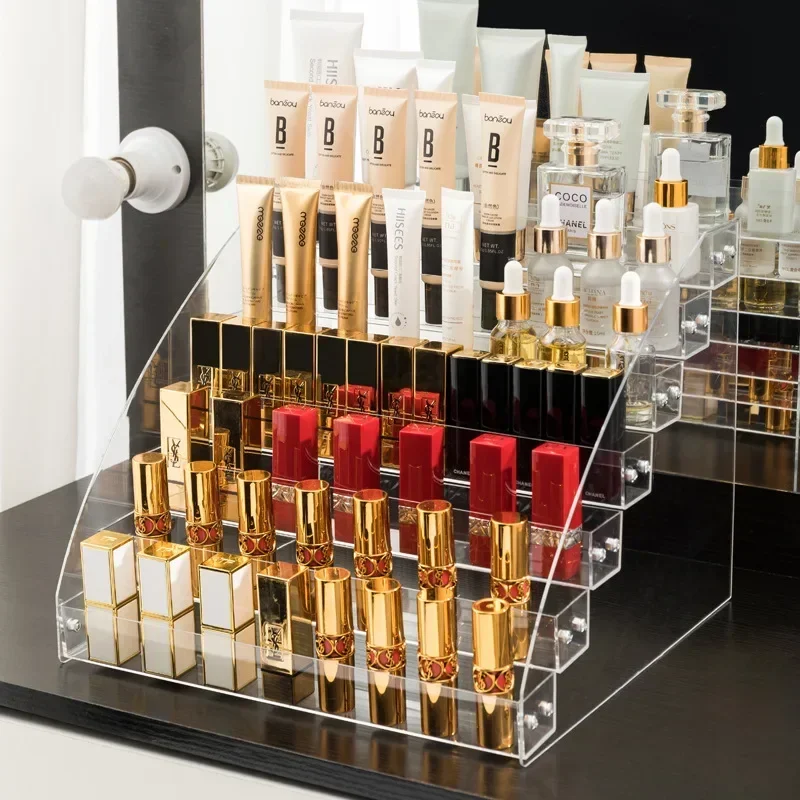 Clear Acrylic Nail Polish Gel Display Stand, Multi-layer Plastic Storage Rack with Drawer, Ideal for Nail Salon and Home Use