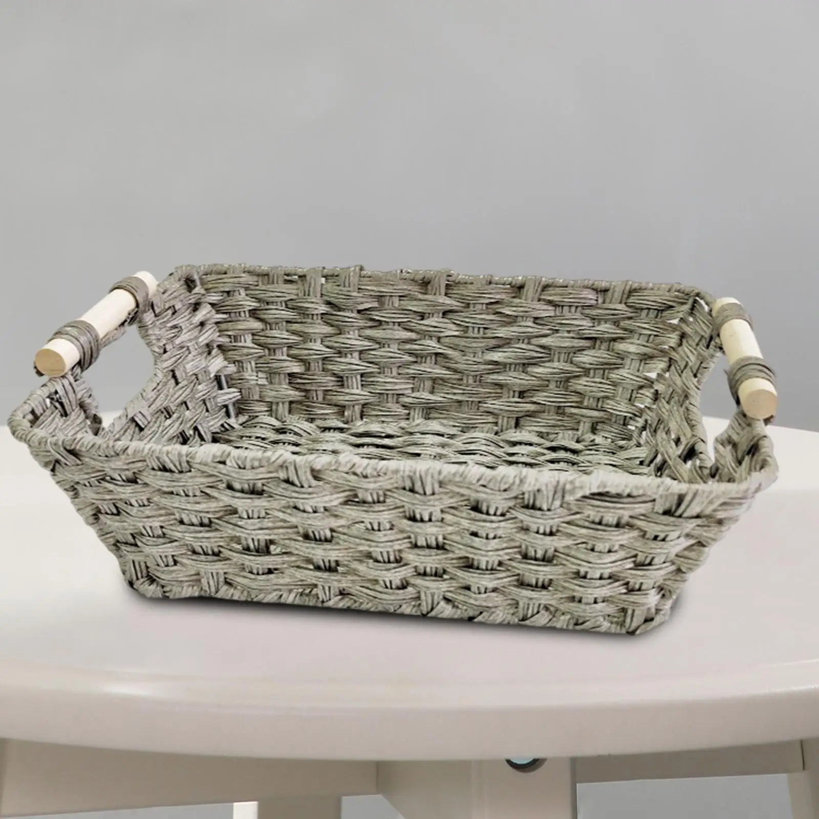 Imitation Rattan Storage Basket Decorative for Home Bedroom Coffee Table