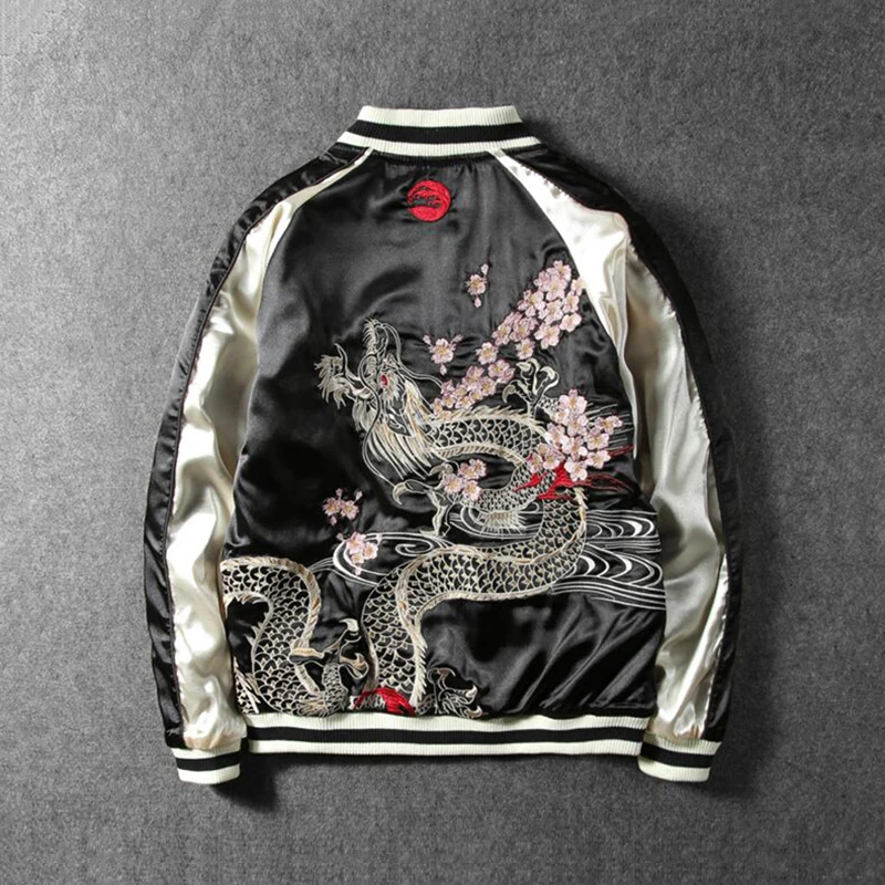 Dragon Embroidery Jacket Men's New Arrival Flng Dragon Cherry Blossom Yokosuka Embroidered Double-Sided Carp Chinese Fad Pe...