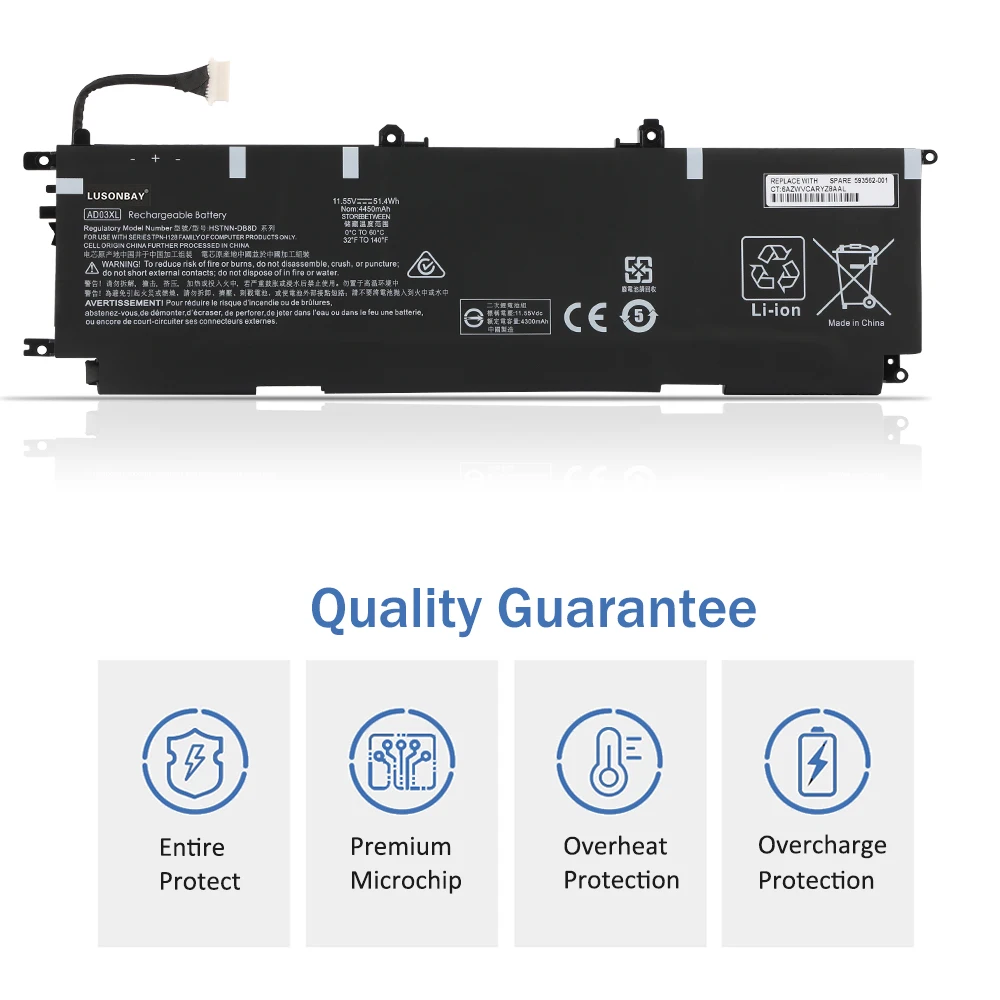 LUSONBAY AD03XL ADO3XL 51.4WH Laptop Battery For HP Envy 13-AD000 13-AD101TX AD-105TX Series HSTNN-DB8D 921439-855 921409-271