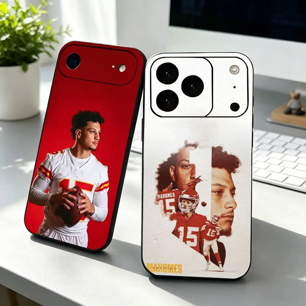 Funda de Silicona Suave para Teléfono con Diseño de Fútbol Americano P-Patrick M-Mahomes para iPhone 17 16 15 14 13 12 11 X XR Plus Pro Max Plus