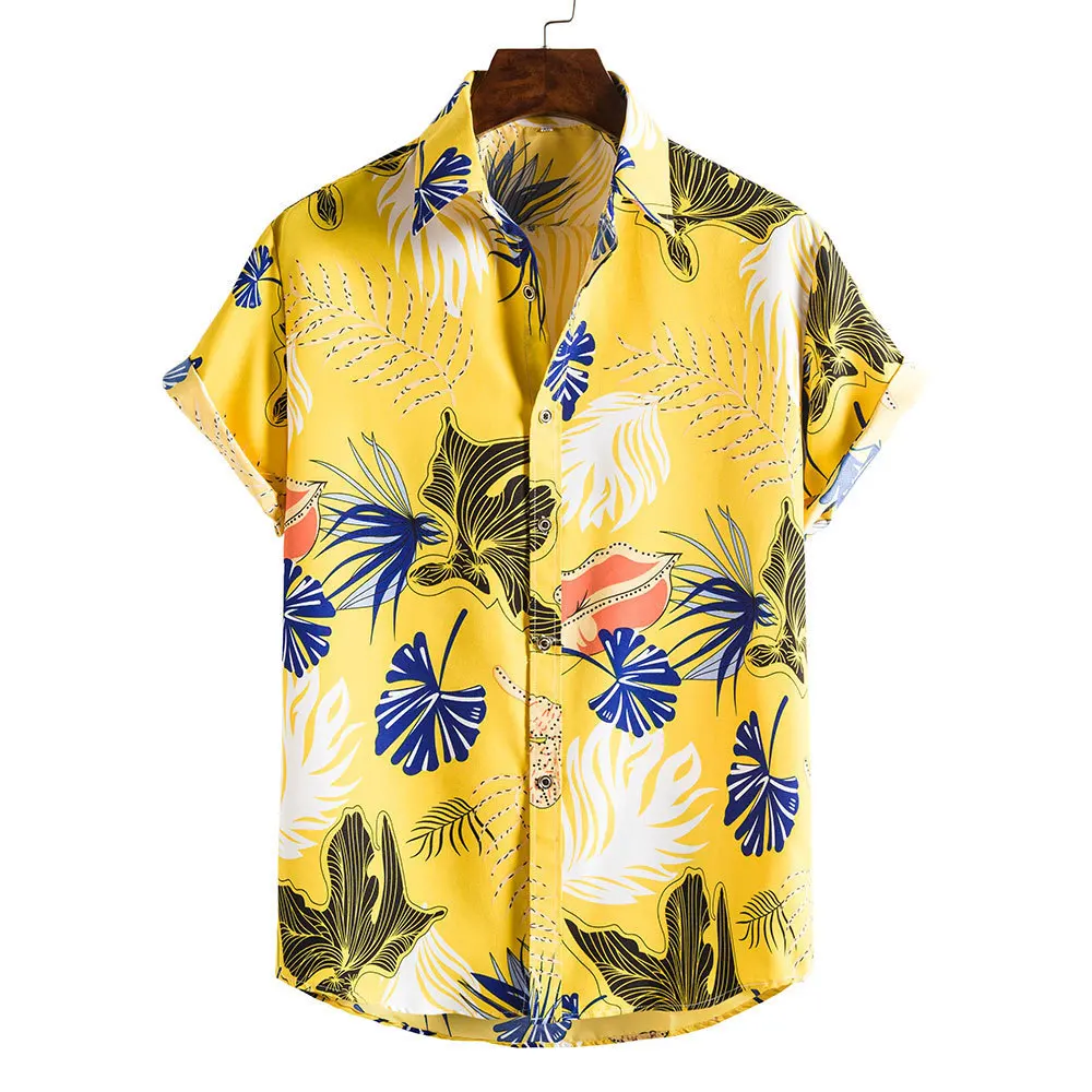 Spring/Summer Men's Beach Short Sleeve Shirt Trend Print
