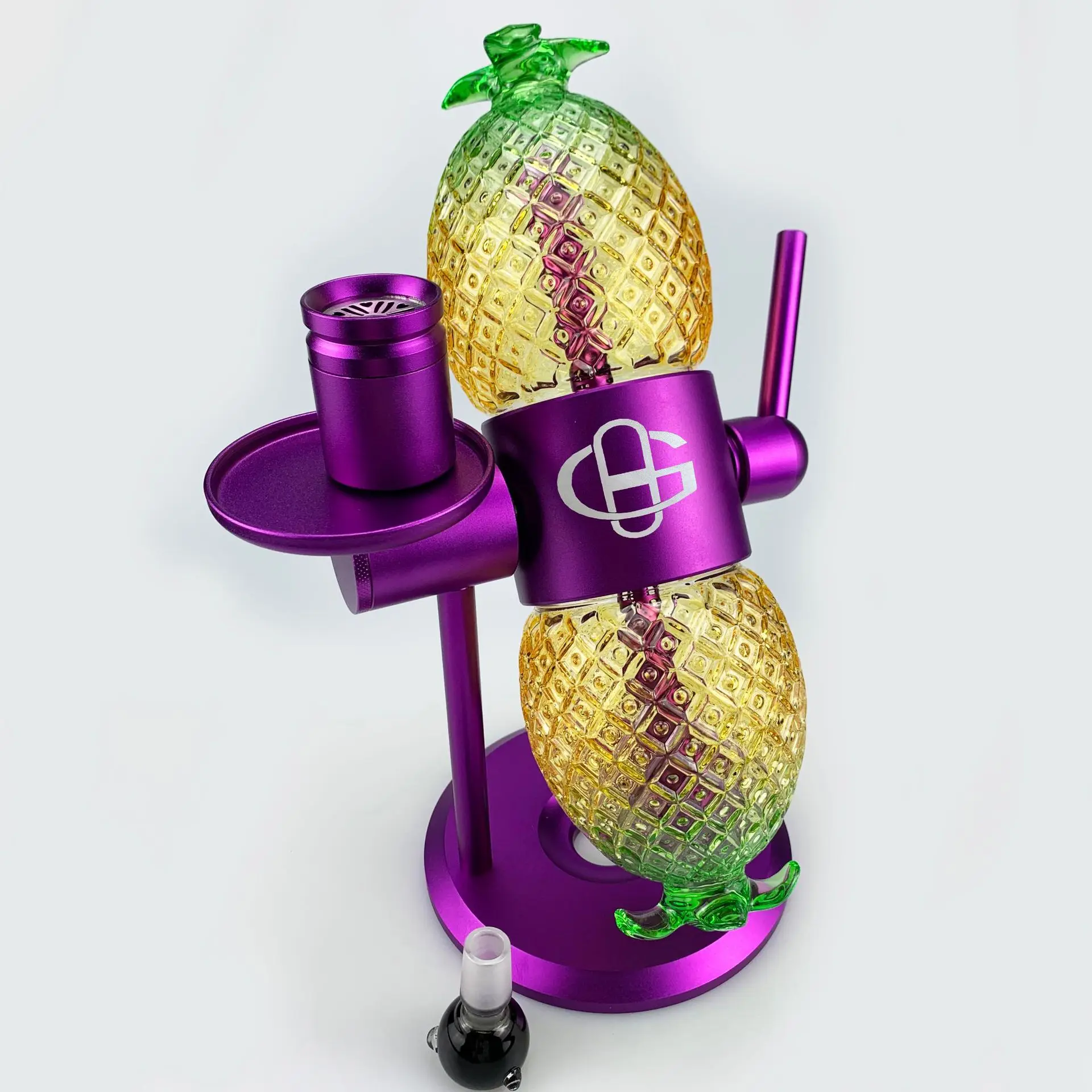 Only Glass From creative globel glass single tube pipe 360 rotating gravity pineapple hookah